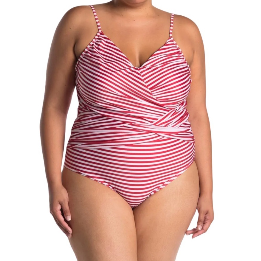 NWT Nicole Miller Ruched One Piece Swimsuit Womens 3X